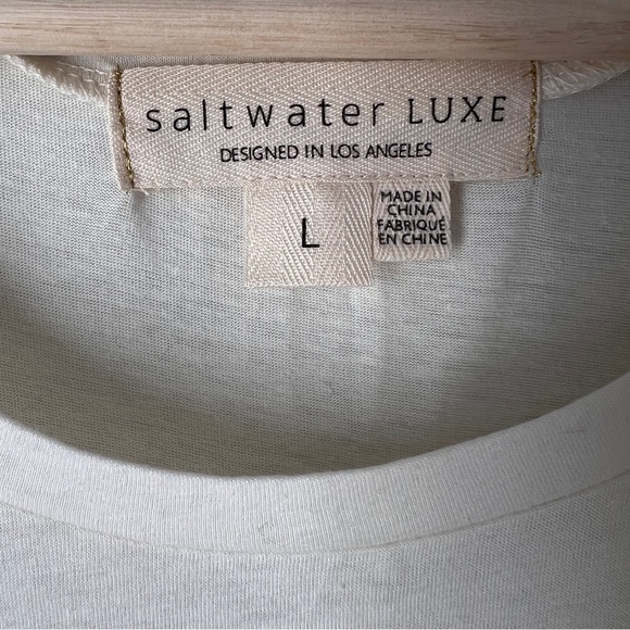 Saltwater Luxe White and Gold Sleeveless Tee L - Picture 2 of 6